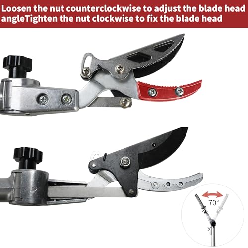 GARTOL Pruner for Garden, Cut Upto 1 Inch & Hold Telescopic Pole Pruner, Fruit Picker with Rotating Blade Head, Lightweight Aluminum Extendable Handle for Tree Branch Cutter, 6.23-10.5 FT, Silver - size: 6.23-10.5 FT