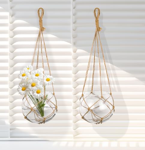 SAILINGSTORY Hanging Glass Plant Terrarium 5" Clear Set of 2 Pack