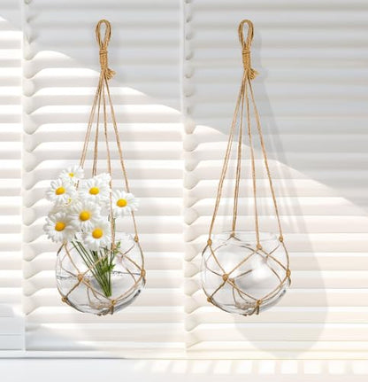 SAILINGSTORY Hanging Glass Plant Terrarium 5" Clear Set of 2 Pack