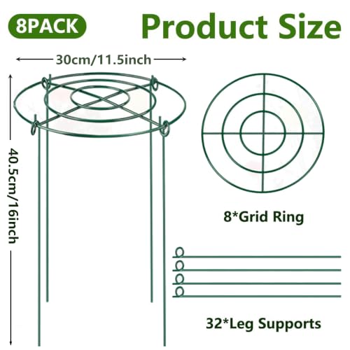 DAYUMKOU 8 Pack Peony Cages and Supports, 11.5" D x 16" H - size: 8pc 11.5"x16"