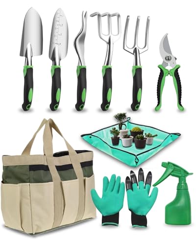 10PCS Heavy Duty Garden Hand Tools, Ergonomic Grip