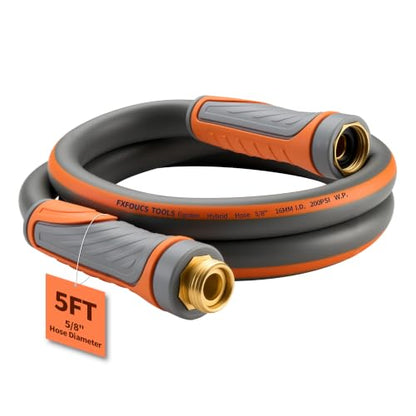 Garden Hose 5ft x 5/8", Heavy Duty Water Hose, Kink Resistant - color: Gray, size: 5FT