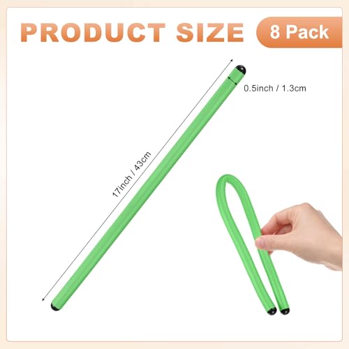 M METERXITY 8-Pack Twist Rubber Ties, 17-Inch EVA Foam Reusable Twist Ties for Organizing Bundling Cords/Wires/Cables, Bendable Rubber Tie Down Straps [Green]