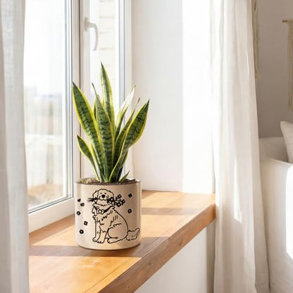 STHIE Ceramic Planters with Drainage Holes, 5 Inch Pots for Indoor Plants - color: Cy-goldflower02