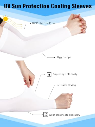 Boao 10 Pcs UV Arm Sleeves Tattoo Cover - color: White, size: Medium