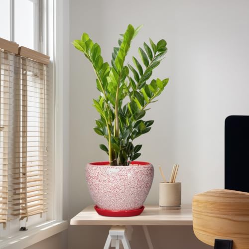 10 Inch Pots for Plants, Ceramic Planter Pots, Crackle Red - color: Crackle Red, size: 10 Inch