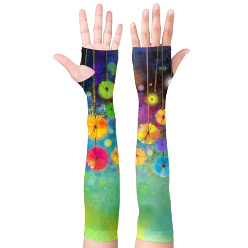 Garden Sleeves for Women Boho Gardening Sleeves with Thumb Holes UV Sun Protection Arm Sleeves for Women - color: Flower
