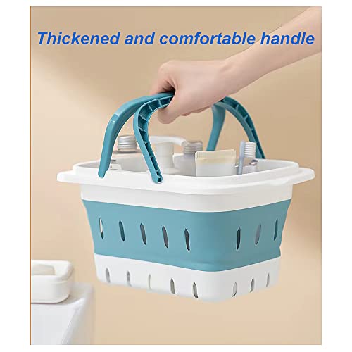 Foldable Plastic Shower Caddy Basket 2 Pcs, Portable and Durable Toiletries Caddy with Handles Ideal for Dorm, Bathroom, Cleaning, Kitchen, Camping, Waterproof, Easy to Clean (Grey 2 pack) - color: Grey 2 pack