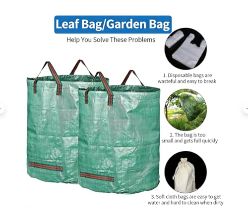 3 Packs 72 Gallon Reusable Yard Waste Bags Extra Large Heavy Duty