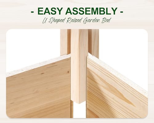 AMERLIFE U-Shaped Raised Garden Bed, 7.5Wx12Dx1.6H Outdoor Wooden Raised Garden Bed Planter with 19.6" Depth Planter Box - size: 7.5x12x1.6 FT