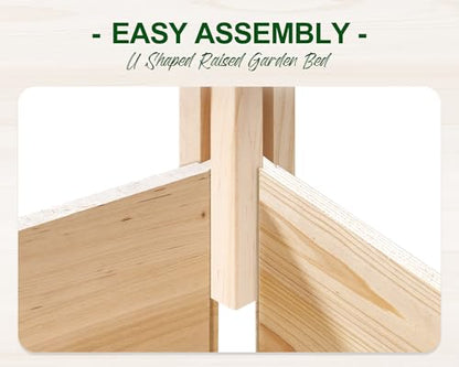 AMERLIFE U-Shaped Raised Garden Bed, 7.5Wx12Dx1.6H Outdoor Wooden Raised Garden Bed Planter with 19.6" Depth Planter Box - size: 7.5x12x1.6 FT