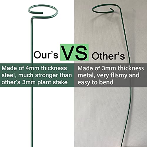 HiGift 10 Pack 24 inch Plant Stakes and Supports, Metal Flower Stakes for Potted Plant Indoor, Garden Stakes for Tall Plant Single Stem Flowers Amaryllis Tomatoes Peony Lily Rose (61 cm Long) - size: 24 Inch-10 Pack