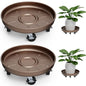 Plant Caddy With Wheels 14" Metal Plant Saucers for Indoors 390 Lb Capacity - size: 2 PACK 14.1 INCH