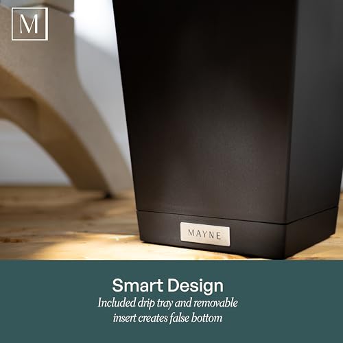 Mayne Renew 24in Modern Tall Square Planter, Black, 2-Pack