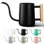 Metal Small Indoor Watering Can with Long Spout & Real Wood Handle, 35oz - color: Black