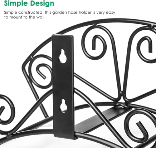 TomCare Garden Hose Holder, Heavy Duty 160FT Large Capacity Hose Hanger - color: Black, size: L （14.9“ x 6” x 8"）