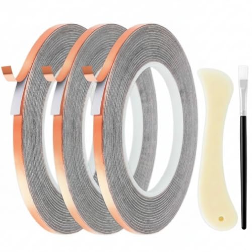 Copper Foil Tape for Stained Glass, Adhesive Pure Copper Foil Tape - color: Golden, size: 3/16+7/32+1/4 inch