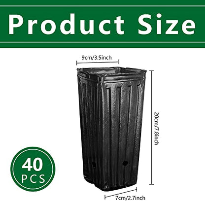 40 Pcs Plastic Deep Nursery Treepots, Tall Tree Pots Deep Seedling Pots - color: 40pcs