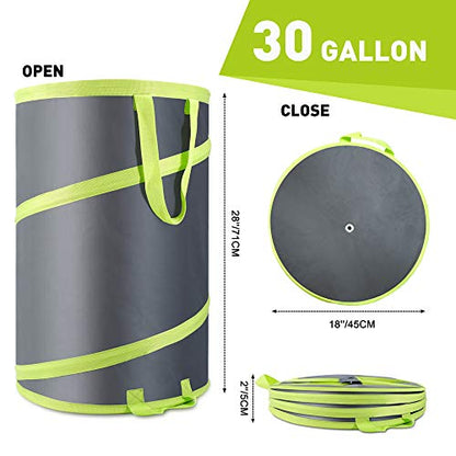 Altdorff Resuable Leaf Bag 2 Pack, Collapsible Trash Can for Camping, Garden Waste Bag Pop Up, 120L Large Yard Waste Container with Drain Holes and Drawstrings for Windy Days