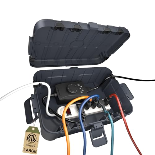 Flemoon Large Outdoor Electrical Box, IP54 Waterproof Extension Cord Cover - color: Gray, size: Large