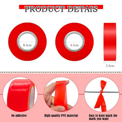 10 Pack Red Flagging Tape, Non-Adhesive Plastic Ribbon Neon Marking Roll - color: Red - 10pack