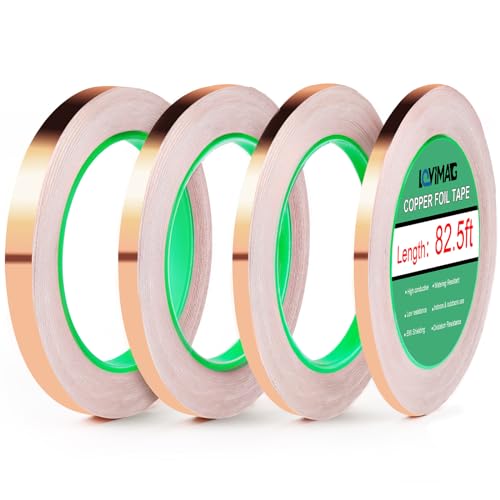 LOVIMAG Copper Tape 4 Sizes (0.2/0.24/0.3/0.4Inch) x82.5FT HVAC Foil Strips - size: 4sizes(0.2/0.24/0.3/0.4inch)x82.5ft