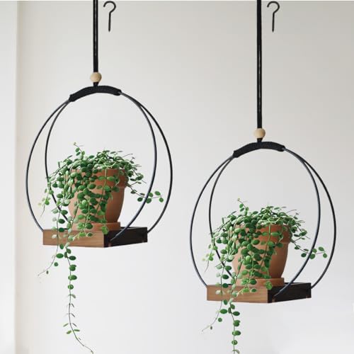 Hanging Planter for Indoor Plants Macrame Plant Hanger Hanging Plant Holder Stand for Window Wall Celling Decor Brown 2 Pack - color: Brown, size: 2 PACK