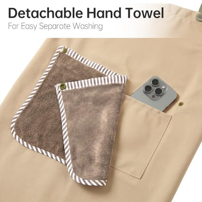 JOYMOOP Apron with Pockets, Detachable Towel, Kitchen Cooking for Women Men