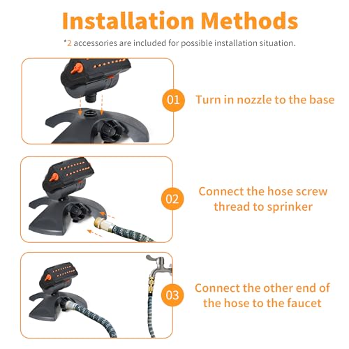 Diivoo Mini Turbo Oscillating Water Sprinklers for Yard, Garden Sprinkler with Large Base, Adjustable Width, Range and Flow Rate, 16 Nozzles, Grey - color: Gray