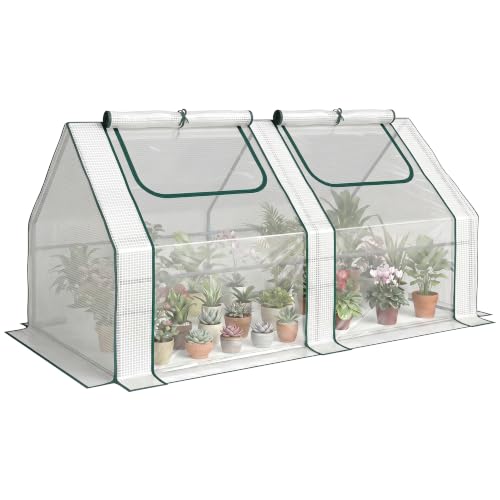 Outsunny 6' x 3' x 3' Portable Greenhouse with 2 PE/Plastic Covers Clear - color: Clear, size: 6' x 3' x 3'