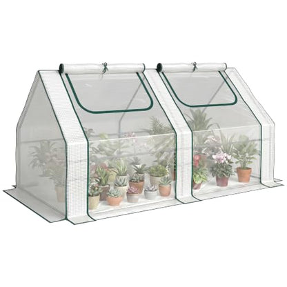 Outsunny 6' x 3' x 3' Portable Greenhouse with 2 PE/Plastic Covers Clear - color: Clear, size: 6' x 3' x 3'