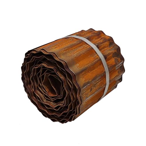 Metal Landscape Edging Border,8 in×20 ft Rusted Corrugated Garden Edging - color: Rusted