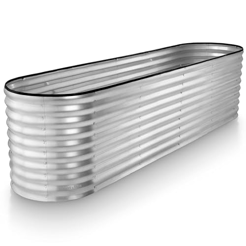 Plant & Plot Galvanized Raised Garden Beds Outdoor // 8×2×2 ft Planter Raised Beds for Gardening, Vegetables, Flowers // Large Metal Garden Box (Silver) // Patented Tool-Free Design - color: Silver, size: 8×2×2 Ft