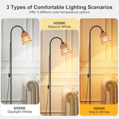 Boho Black Floor Lamp for Living Room,Bulb Included - color: Black-1