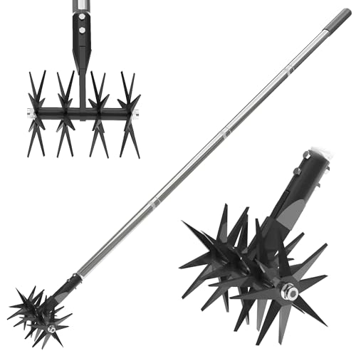 66in Rotary Cultivator Garden Tool with Tempered Spring Steel Tines - color: Black