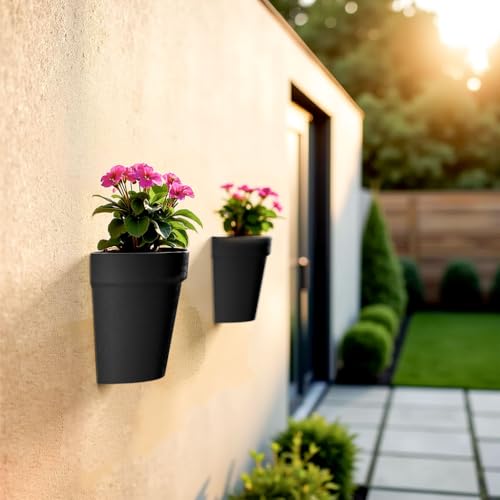Asnext 2 Pack Indoor Wall Planter, 7.5 Inch Wall Hanging Planter, Black - color: Black