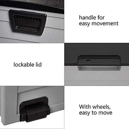 VINGLI 75 Gallon Weatherproof Outdoor Storage Box, Grey Body, Black Lib - color: Grey Body, Black Lib