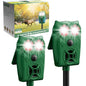 Solar Ultrasonic Animal Repellent with Motion Sensor - Waterproof Deer Repellent Device with LED Lights for Yard, Effective Against Deer, Coyotes, Raccoons & Cats
