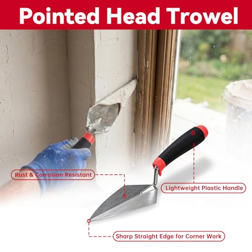 Mister Rui 3-Pack Trowels, Stainless Blades, Masonry Tool, Comfort Handle