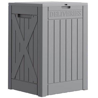 JUMMICO 52 Gallon Resin Package Delivery Box Lockable&Waterproof - color: Grey
