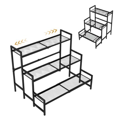 Garden 4 you 3-Tier Expandable Metal Plant Stand, Adjustable Stair Rack - color: Black, size: Expandable 3-Tier