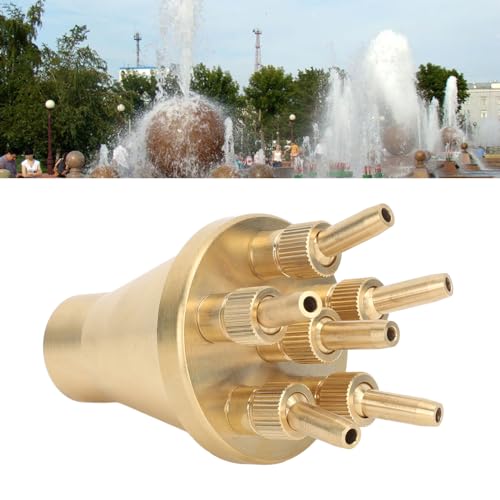 1" Fountain Nozzle Head with 6 Water Nozzles, Brass Water Fountain Nozzle Direct Spraying Universal Adjust Pool Sprinkler Head for Garden Pool Amusement Park, Enhance Overall Aesthetic Appeal (B) - color: B