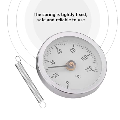 63mm Pipe Surface Thermometer IP55 0-120°C, Bimetal Spring Thermometer for Oil Systems, Power Plants, Marine, Fast On-Site Readout