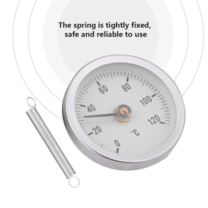 63mm Pipe Surface Thermometer IP55 0-120°C, Bimetal Spring Thermometer for Oil Systems, Power Plants, Marine, Fast On-Site Readout