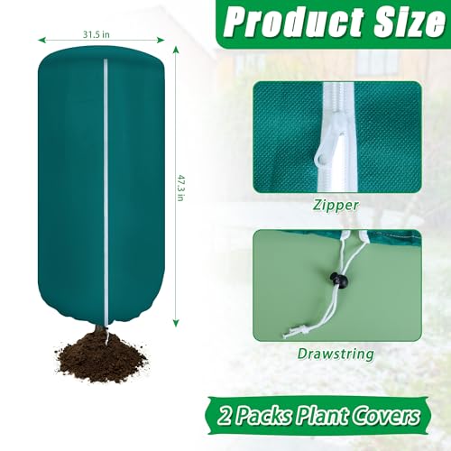 2 Pack Plant Covers Freeze Protection with Zipper & Drawstring