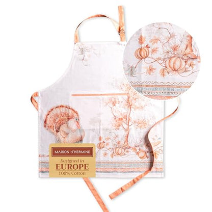 Maison d' Hermine Aprons for women with Pocket 100% Cotton (27.50"x31.50") - color: 147 - Giving Thanks