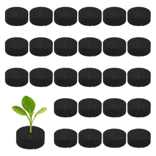 M METERXITY 50-Pack Hydroponics Sponges, 2.76 Inch Growing Media Cylindrical Sponges for Planting Gardening Tool/Grow Seedlings/Home Vegetable Flower, Soilless Cultivation Seedling [Black] - color: Black, size: 2.76 Inch