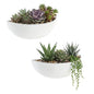 MyGift White Ceramic Wall Planters Half Bowl Hanging Vase Set of 2 - color: White