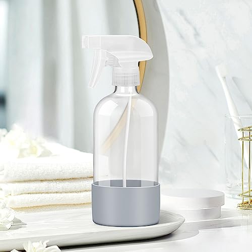 Glass Spray Bottles for Cleaning - 16 oz Spray Bottles with Silicone Sleeve - color: Grey