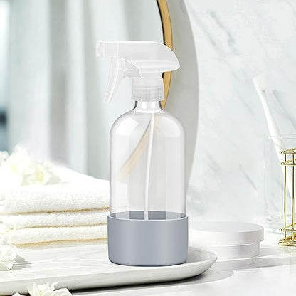 Glass Spray Bottles for Cleaning - 16 oz Spray Bottles with Silicone Sleeve - color: Grey